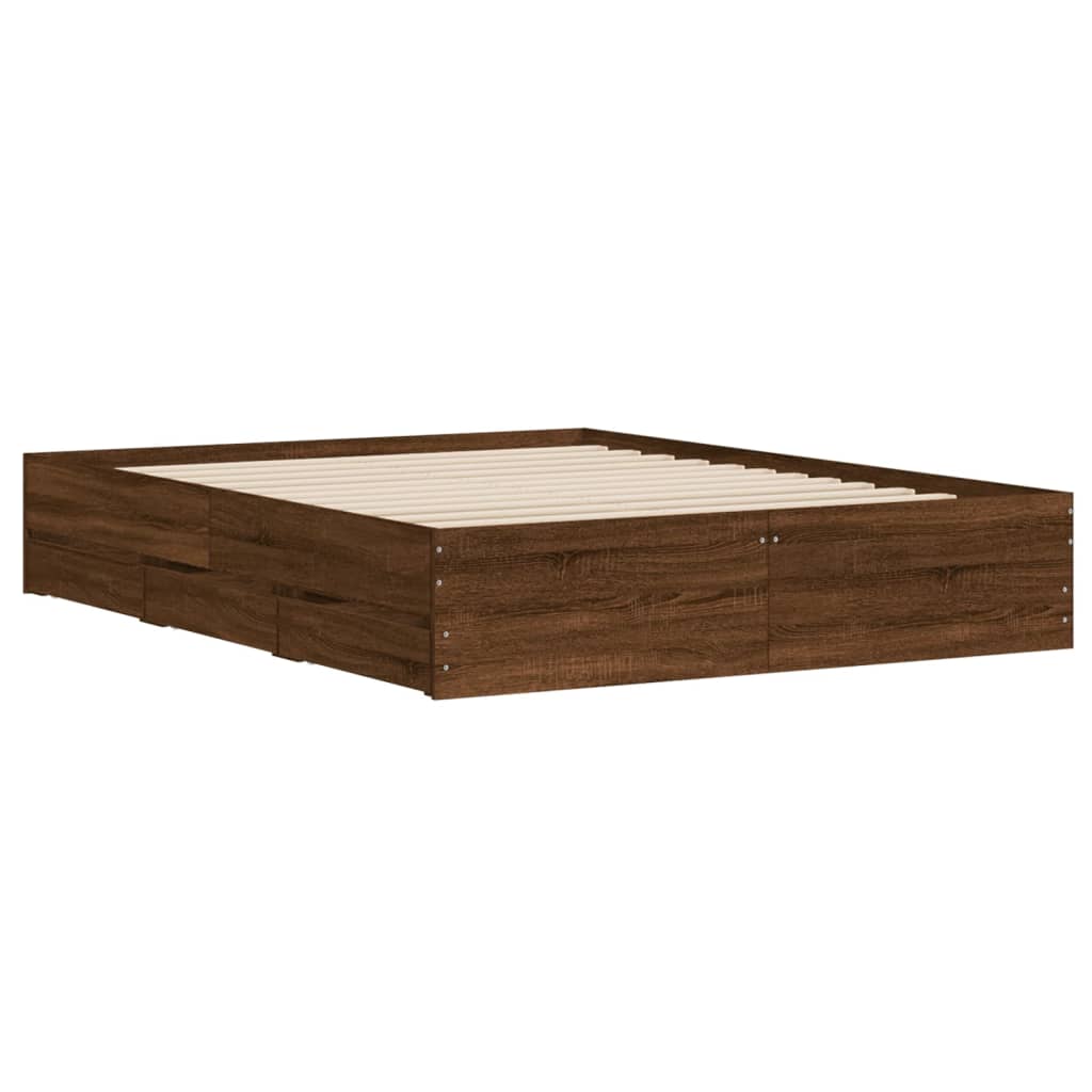 Cadre de lit avec tiroirs sans matelas chêne marron 150x200 cm - XIOS