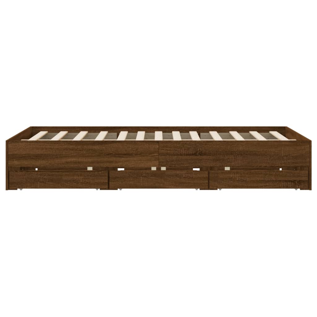 Cadre de lit avec tiroirs sans matelas chêne marron 150x200 cm - XIOS