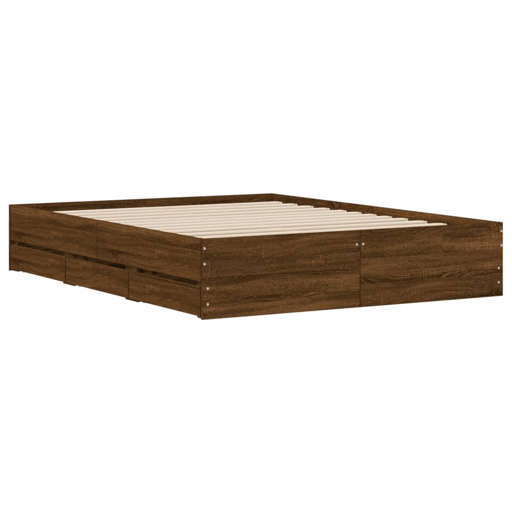 Cadre de lit avec tiroirs sans matelas chêne marron 150x200 cm - XIOS