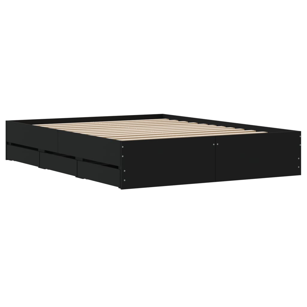 Cadre de lit avec tiroirs sans matelas noir 140x200 cm - XIOS