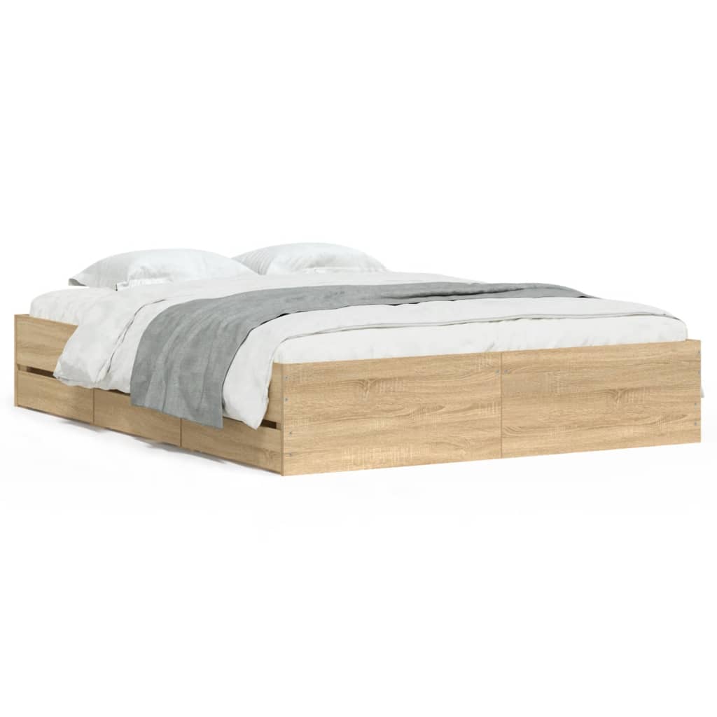 Cadre de lit avec tiroirs sans matelas chêne sonoma 140x200 cm - XIOS