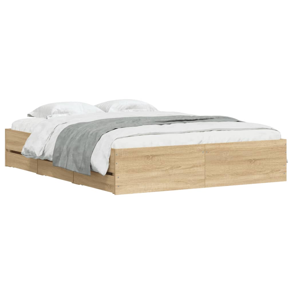 Cadre de lit avec tiroirs sans matelas chêne sonoma 140x200 cm - XIOS