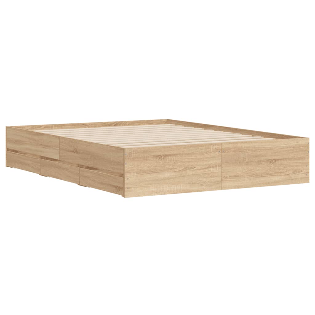 Cadre de lit avec tiroirs sans matelas chêne sonoma 140x200 cm - XIOS