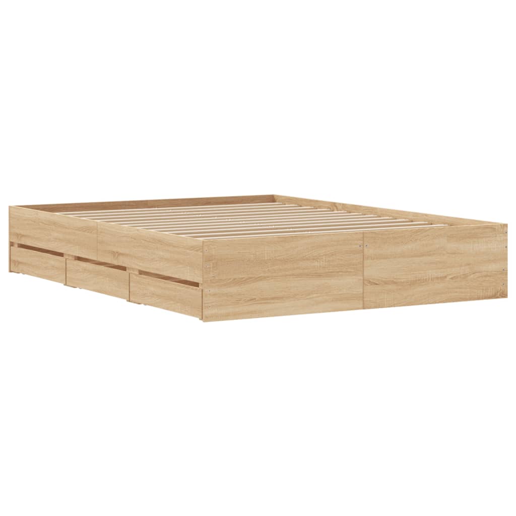 Cadre de lit avec tiroirs sans matelas chêne sonoma 140x200 cm - XIOS