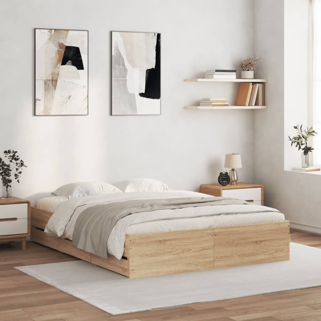 Cadre de lit avec tiroirs sans matelas chêne sonoma 140x200 cm - XIOS