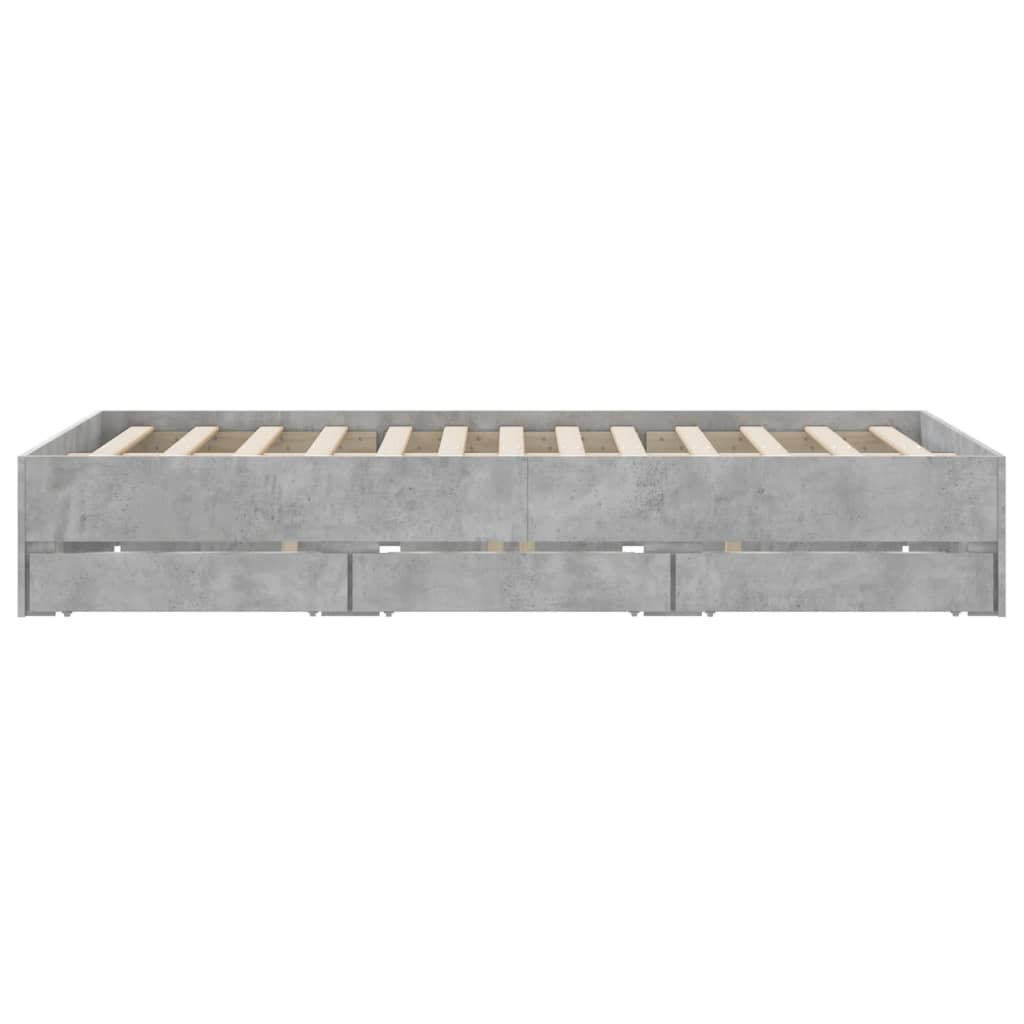 Cadre de lit avec tiroirs sans matelas gris béton 140x200 cm - XIOS