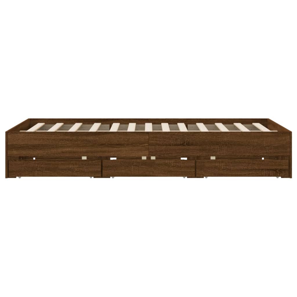 Cadre de lit avec tiroirs sans matelas chêne marron 140x200 cm - XIOS