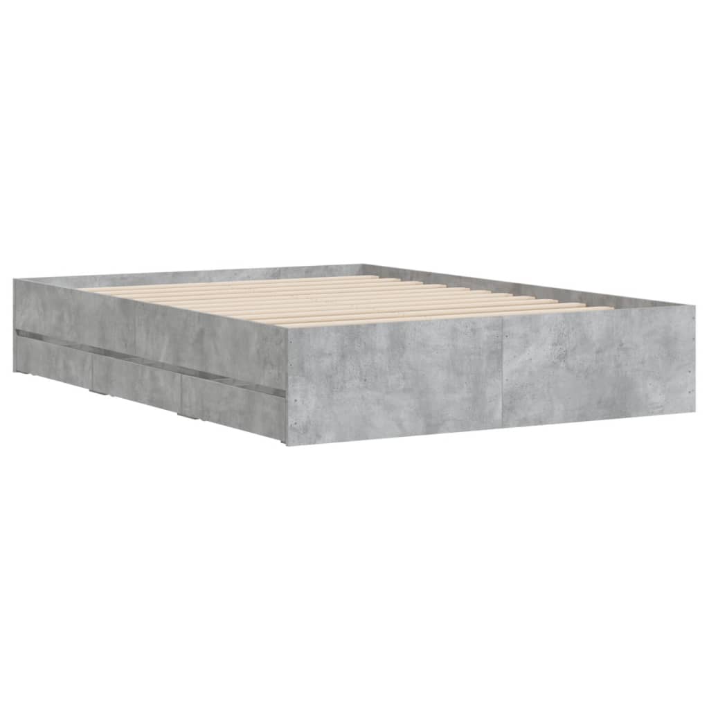 Cadre de lit avec tiroirs sans matelas gris béton 120x200 cm - XIOS