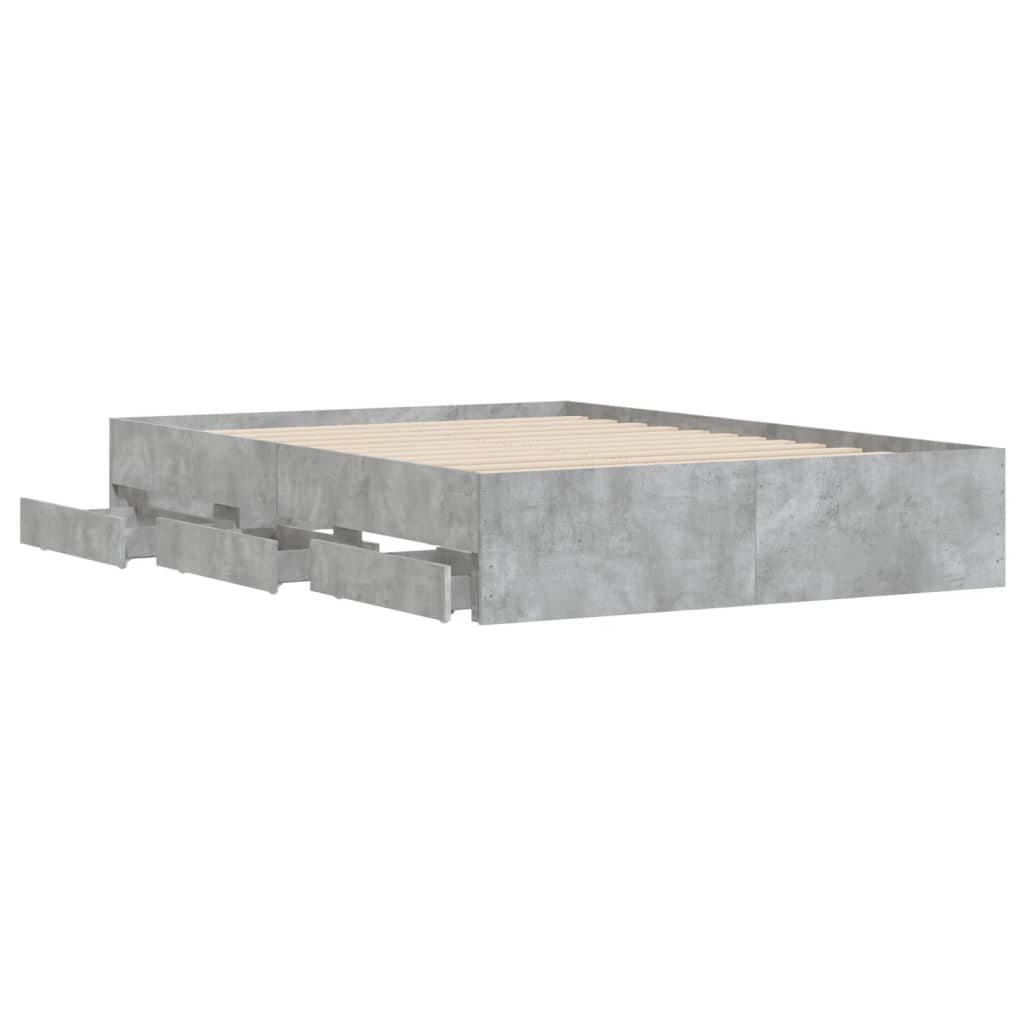 Cadre de lit avec tiroirs sans matelas gris béton 120x200 cm - XIOS