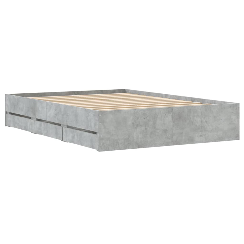 Cadre de lit avec tiroirs sans matelas gris béton 120x200 cm - XIOS