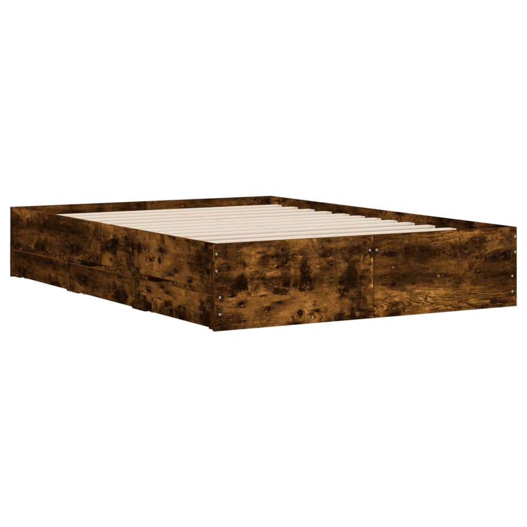 Cadre de lit avec tiroirs sans matelas chêne fumé 120x200 cm - XIOS