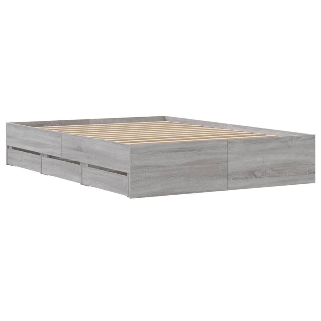 Cadre de lit avec tiroirs sans matelas sonoma gris 120x200 cm - XIOS