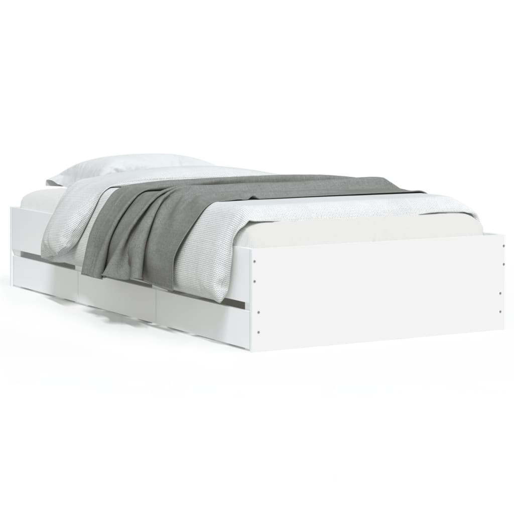 Cadre de lit avec tiroirs sans matelas blanc 100x200 cm - XIOS