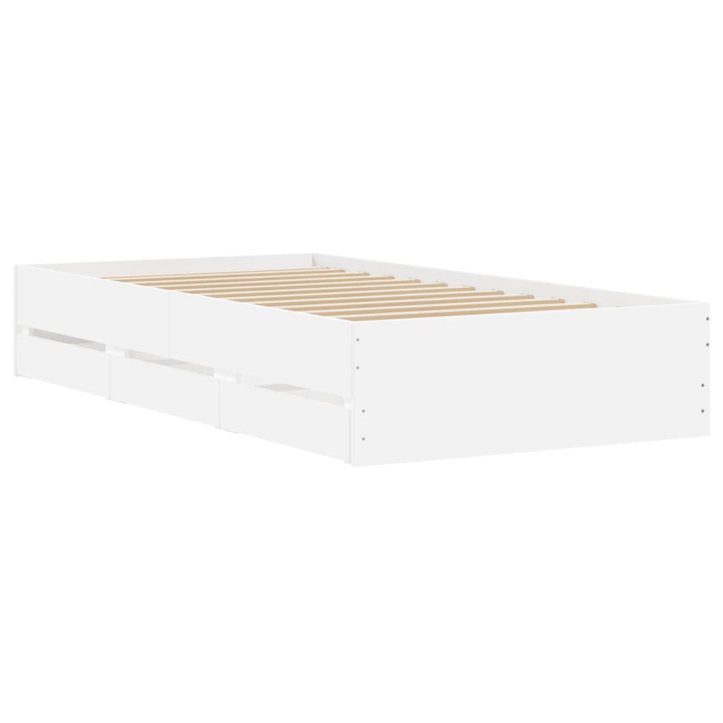 Cadre de lit avec tiroirs sans matelas blanc 100x200 cm - XIOS