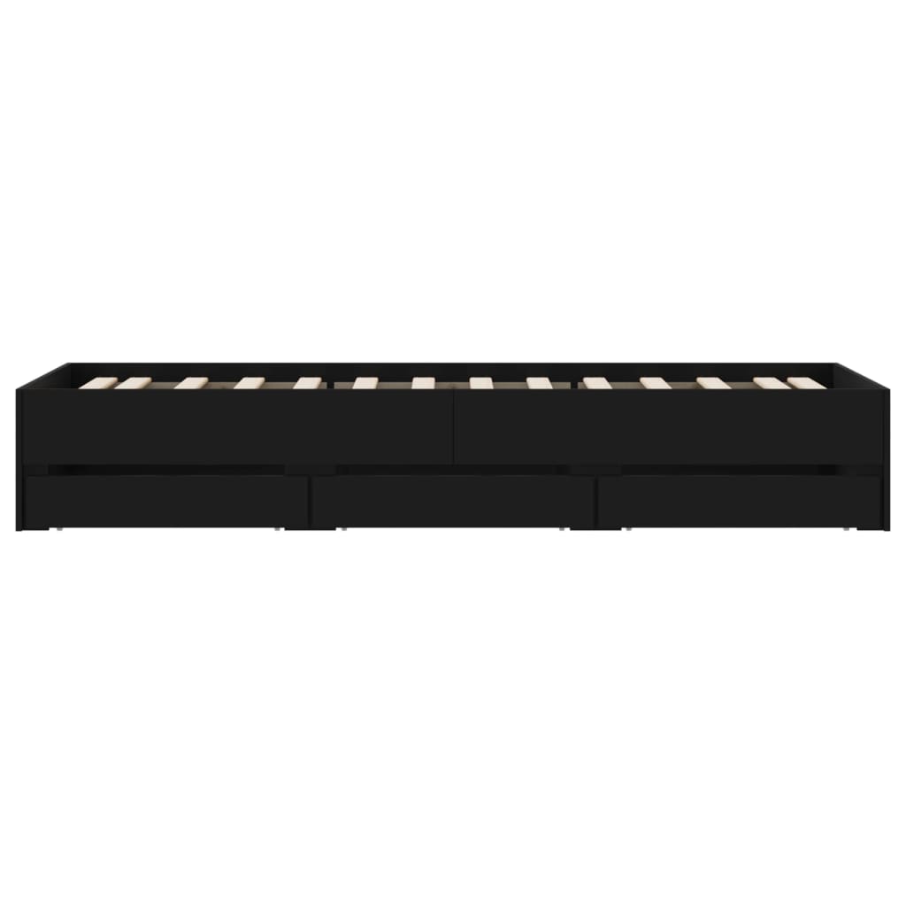 Cadre de lit avec tiroirs sans matelas noir 100x200 cm - XIOS