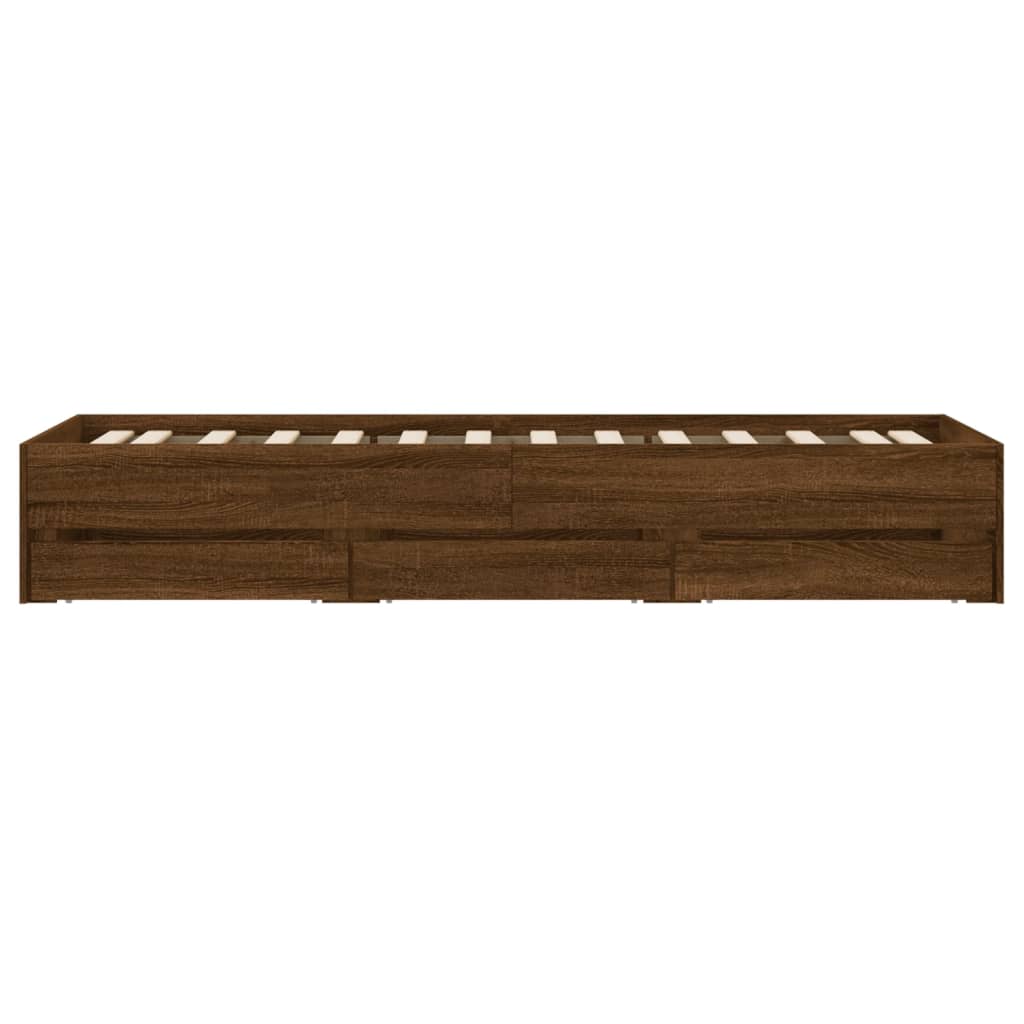 Cadre de lit avec tiroirs sans matelas chêne marron 100x200 cm - XIOS