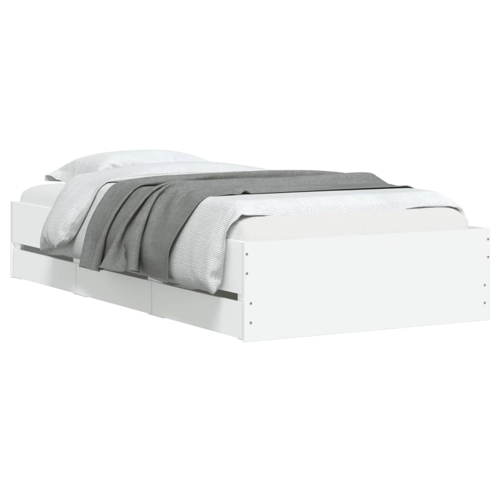Cadre de lit avec tiroirs sans matelas blanc 90x200 cm - XIOS