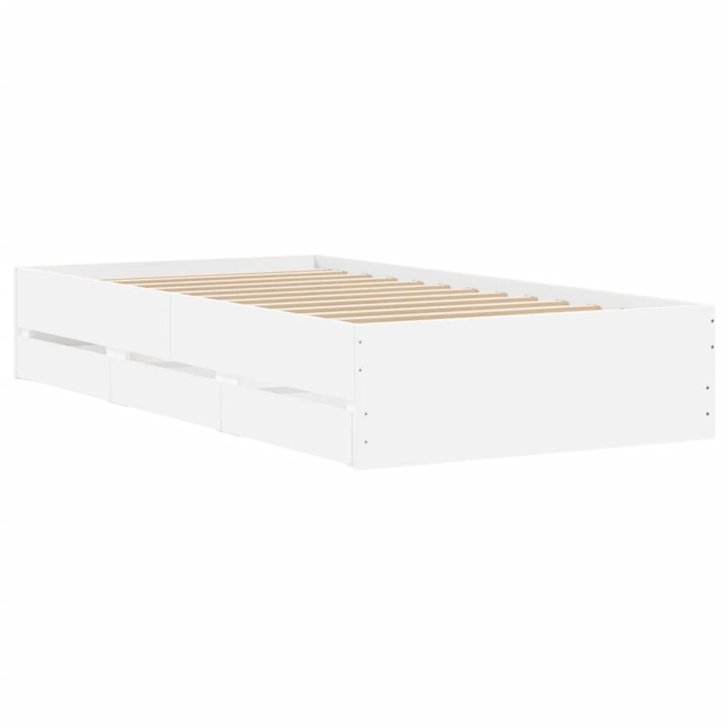 Cadre de lit avec tiroirs sans matelas blanc 90x200 cm - XIOS