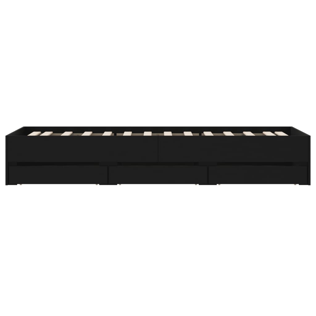 Cadre de lit avec tiroirs sans matelas noir 90x200 cm - XIOS