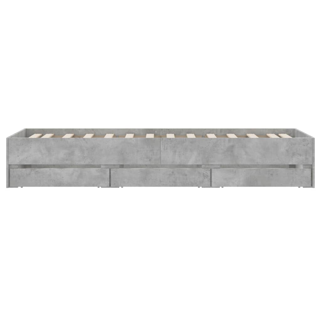 Cadre de lit avec tiroirs sans matelas gris béton 90x200 cm - XIOS