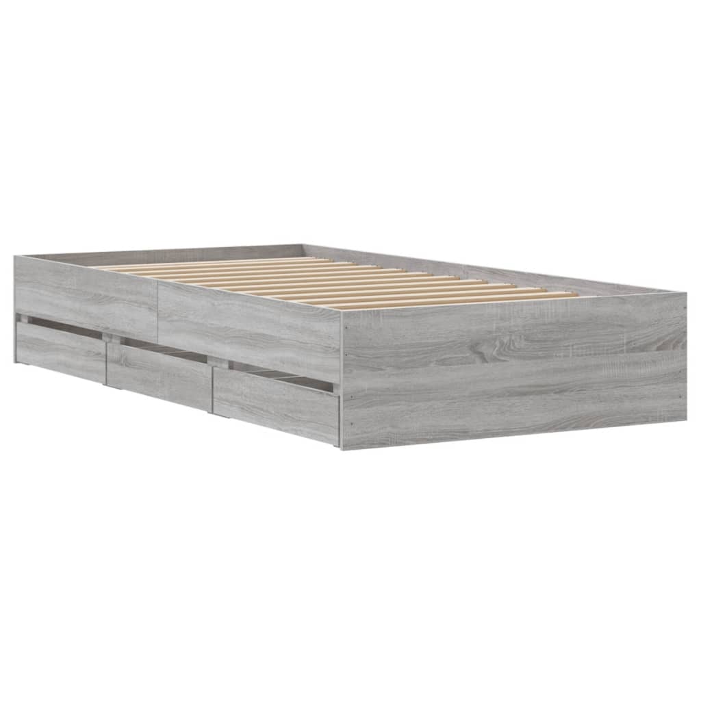 Cadre de lit avec tiroirs sans matelas sonoma gris 90x200 cm - XIOS