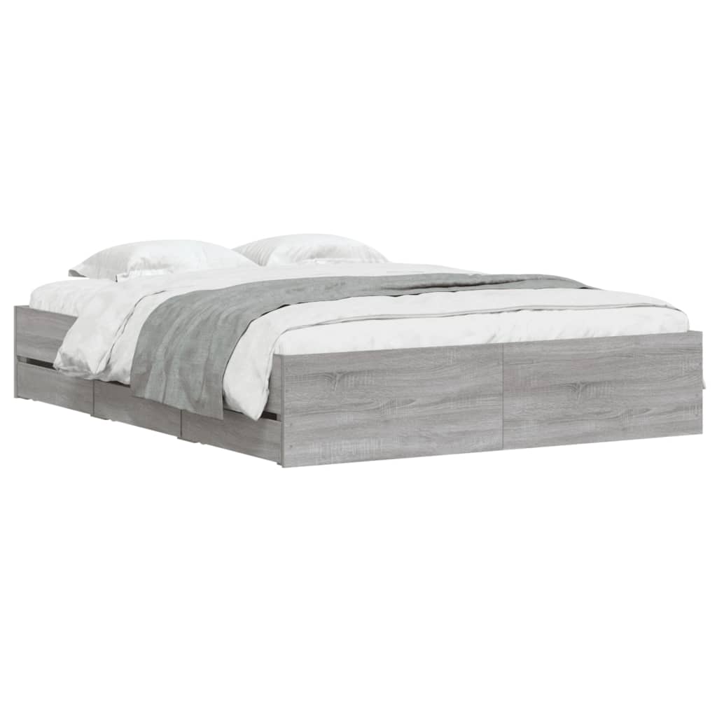 Cadre de lit avec tiroirs sans matelas sonoma gris 140x190 cm - XIOS