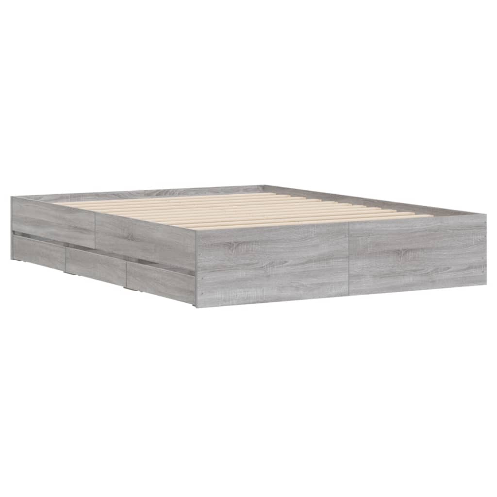 Cadre de lit avec tiroirs sans matelas sonoma gris 140x190 cm - XIOS