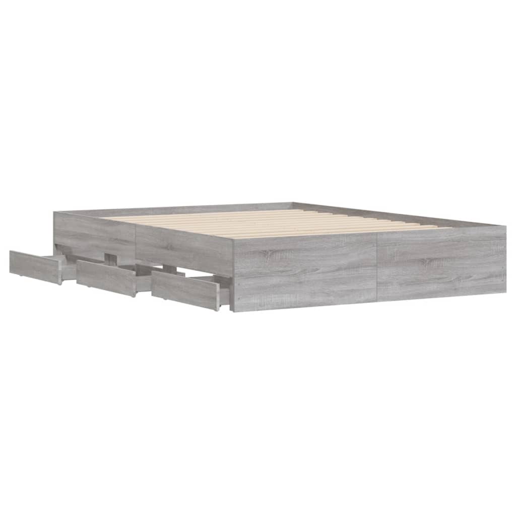 Cadre de lit avec tiroirs sans matelas sonoma gris 140x190 cm - XIOS