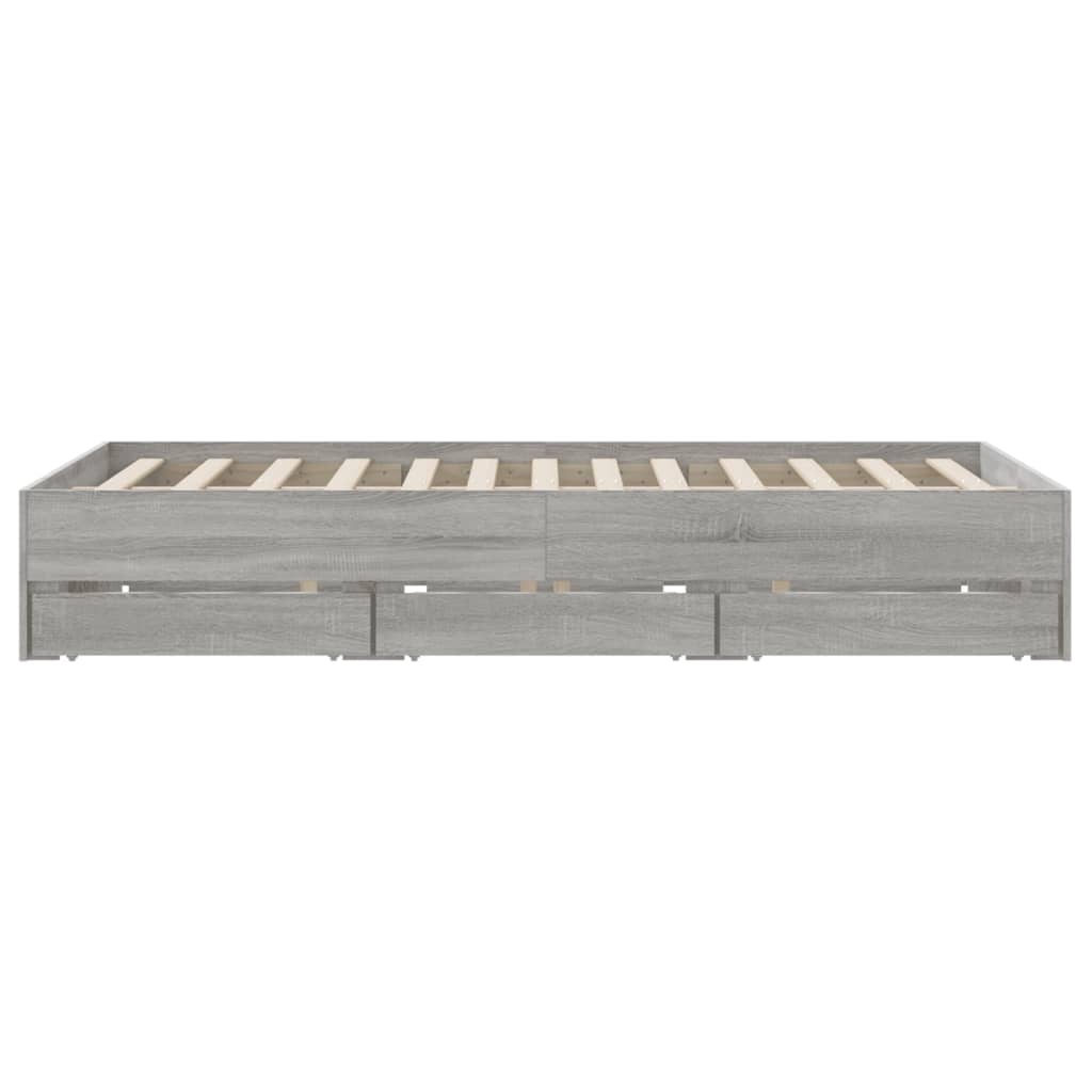 Cadre de lit avec tiroirs sans matelas sonoma gris 140x190 cm - XIOS
