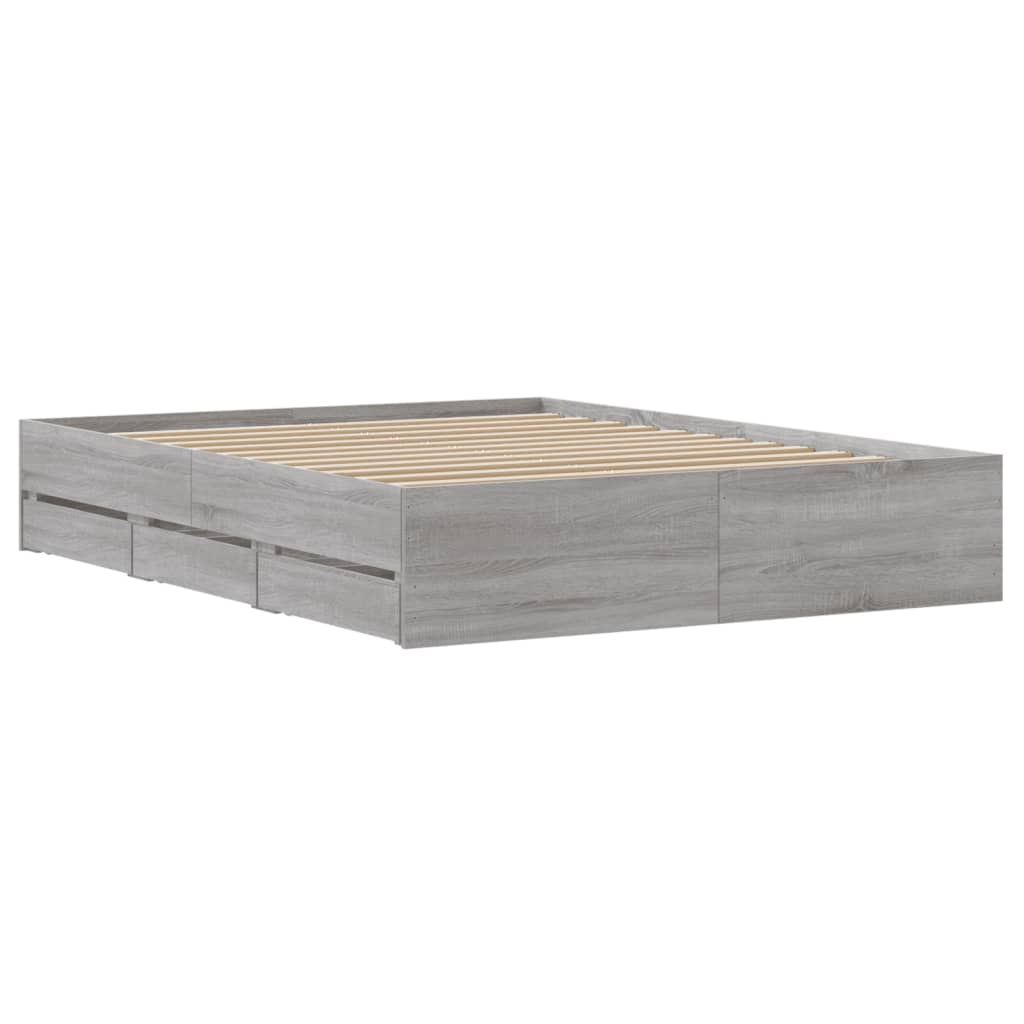 Cadre de lit avec tiroirs sans matelas sonoma gris 140x190 cm - XIOS