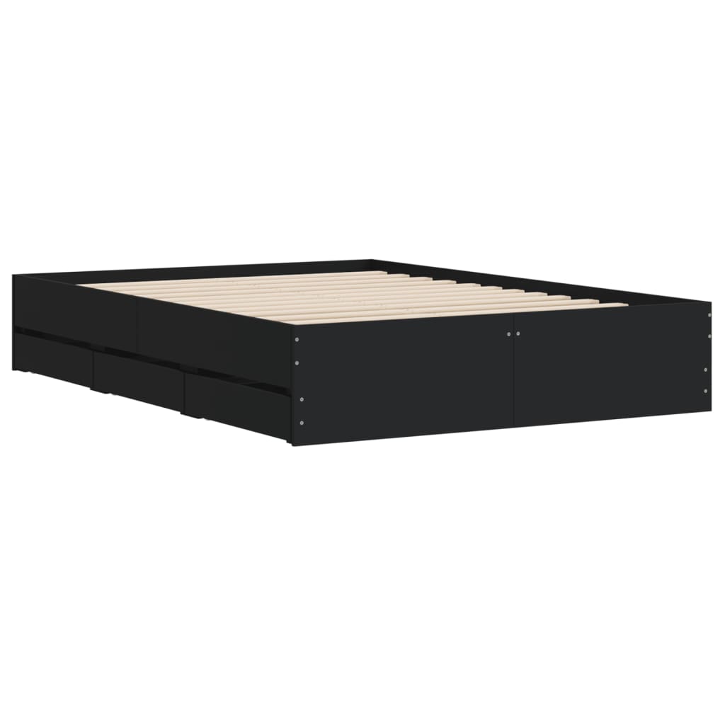Cadre de lit avec tiroirs sans matelas noir 135x190 cm - XIOS