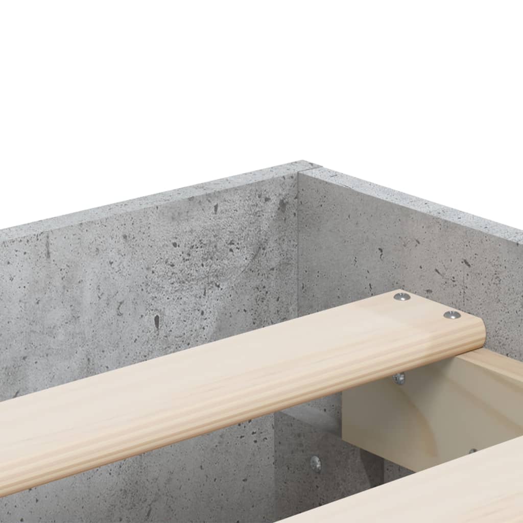 Cadre de lit avec tiroirs sans matelas gris béton 135x190 cm - XIOS