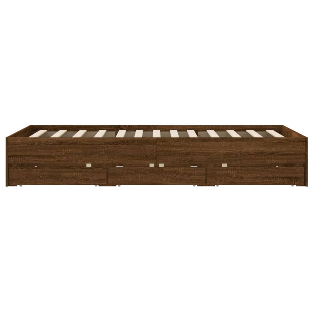 Cadre de lit avec tiroirs sans matelas chêne marron 135x190 cm - XIOS