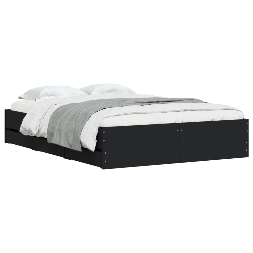 Cadre de lit avec tiroirs sans matelas noir 120x190 cm - XIOS
