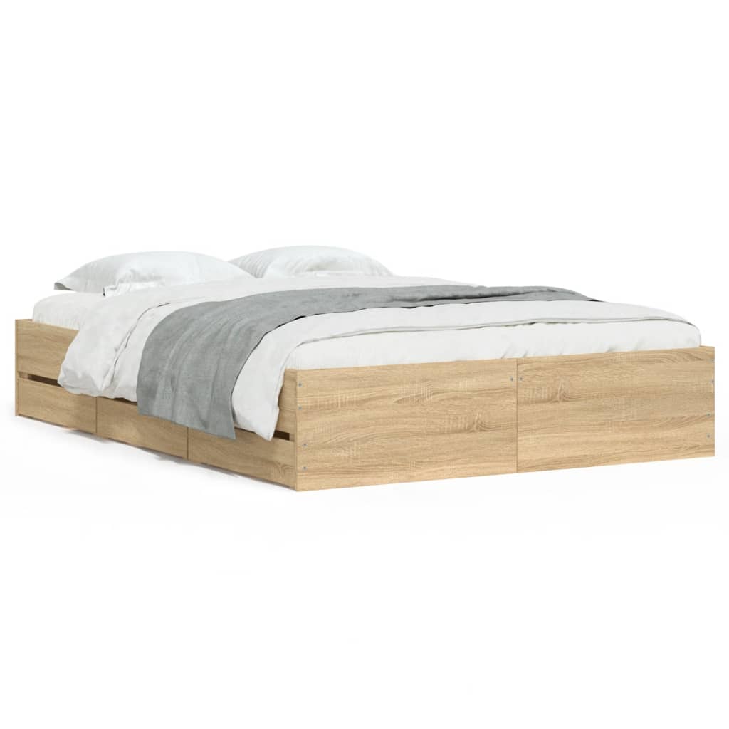 Cadre de lit avec tiroirs sans matelas chêne sonoma 120x190 cm - XIOS