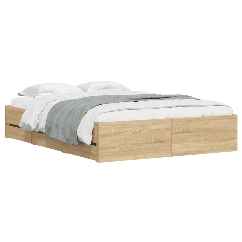 Cadre de lit avec tiroirs sans matelas chêne sonoma 120x190 cm - XIOS