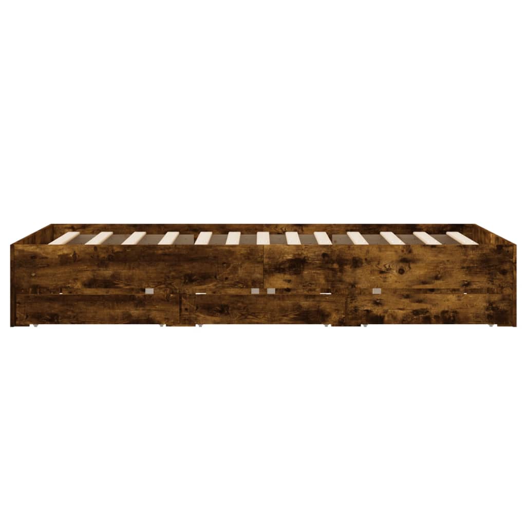 Cadre de lit avec tiroirs sans matelas chêne fumé 120x190 cm - XIOS