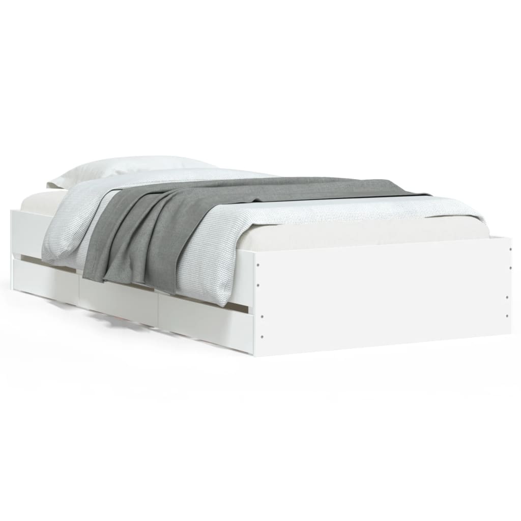 Cadre de lit avec tiroirs sans matelas blanc 90x190 cm - XIOS