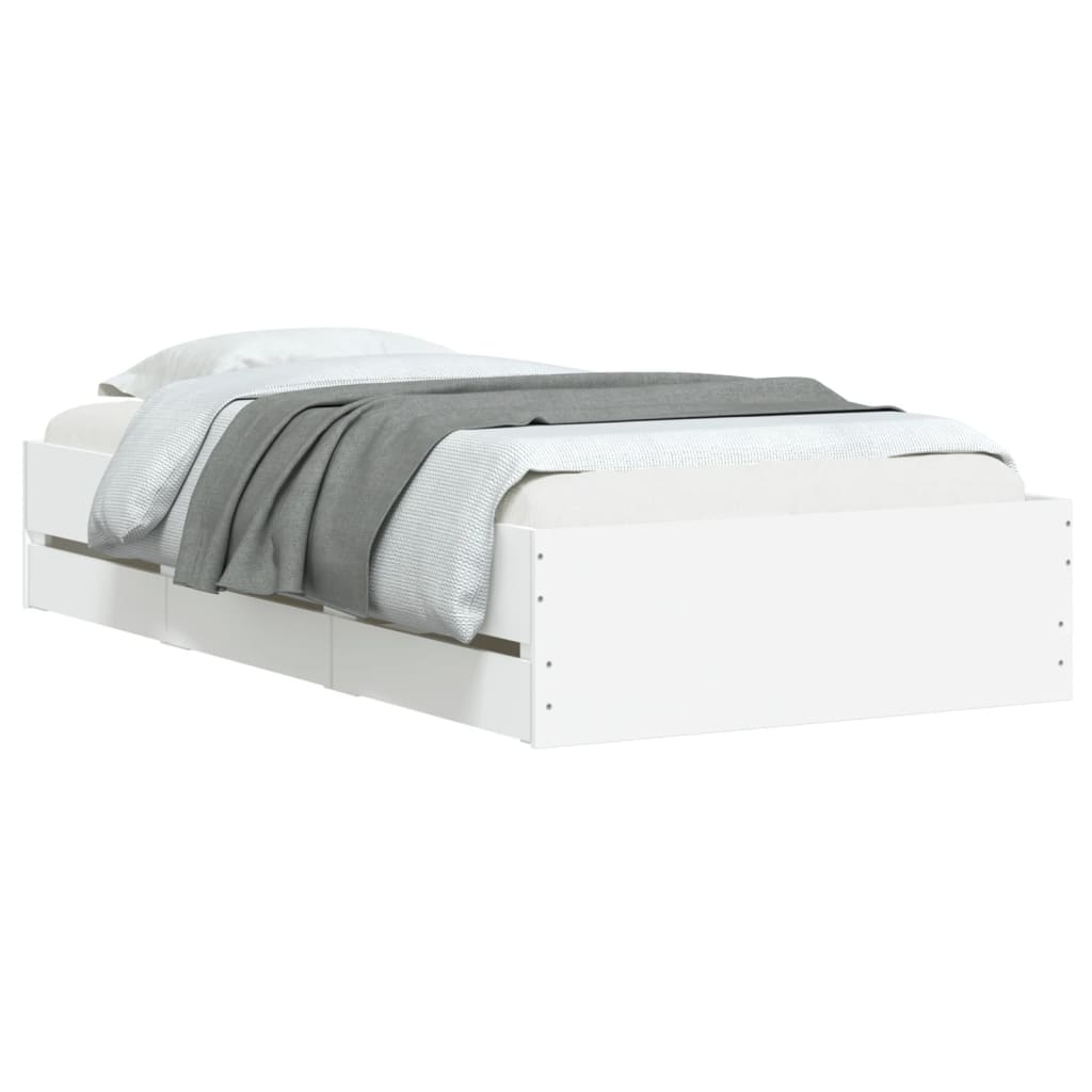 Cadre de lit avec tiroirs sans matelas blanc 90x190 cm - XIOS