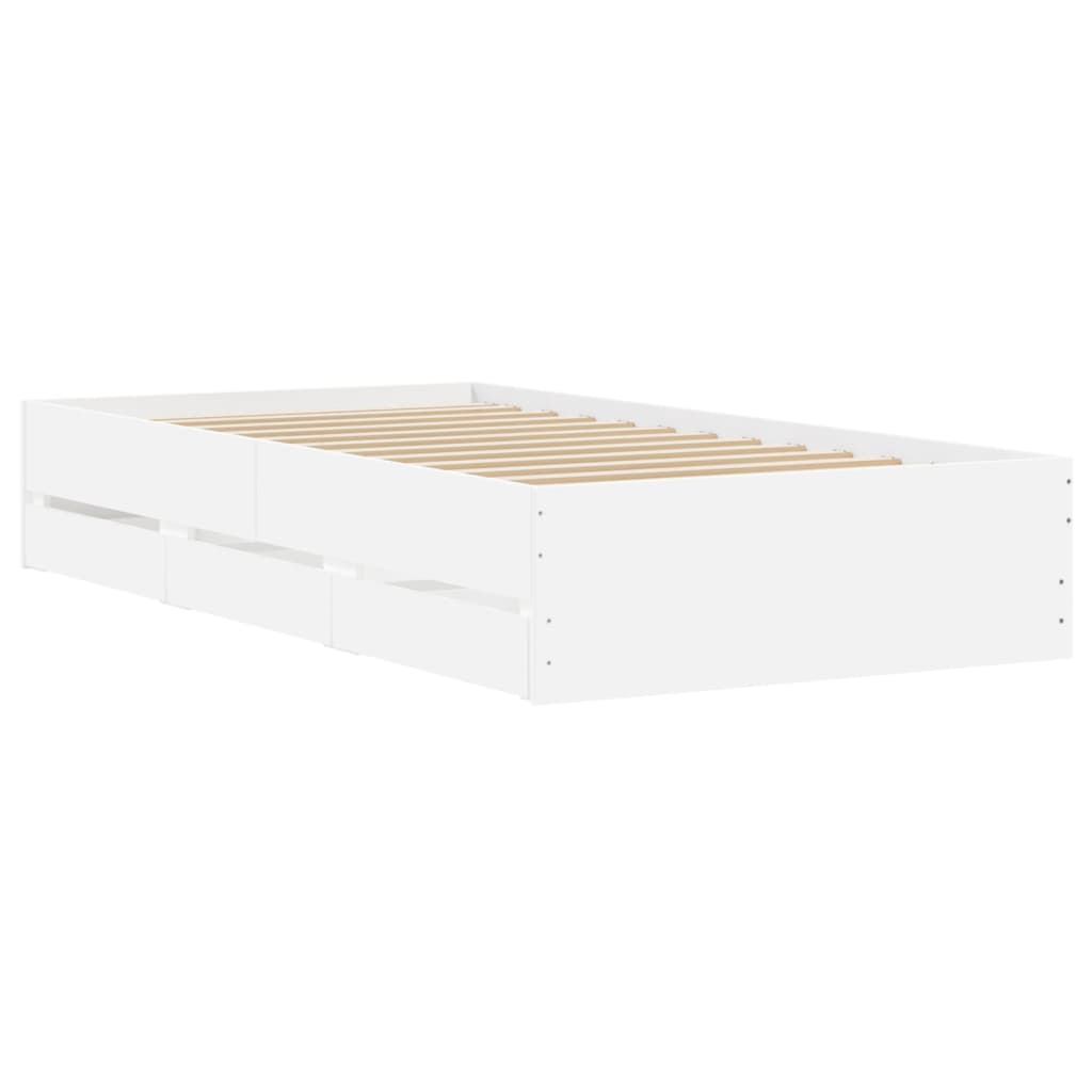 Cadre de lit avec tiroirs sans matelas blanc 90x190 cm - XIOS