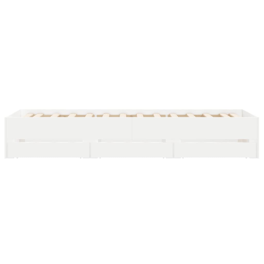 Cadre de lit avec tiroirs sans matelas blanc 90x190 cm - XIOS