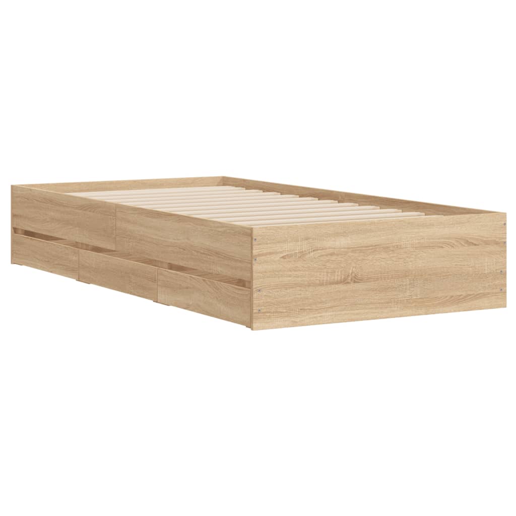 Cadre de lit avec tiroirs sans matelas chêne sonoma 90x190 cm - XIOS