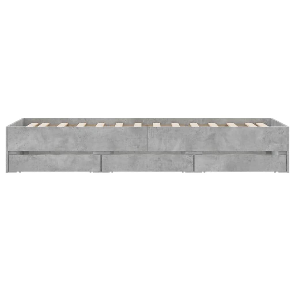 Cadre de lit avec tiroirs sans matelas gris béton 90x190 cm - XIOS