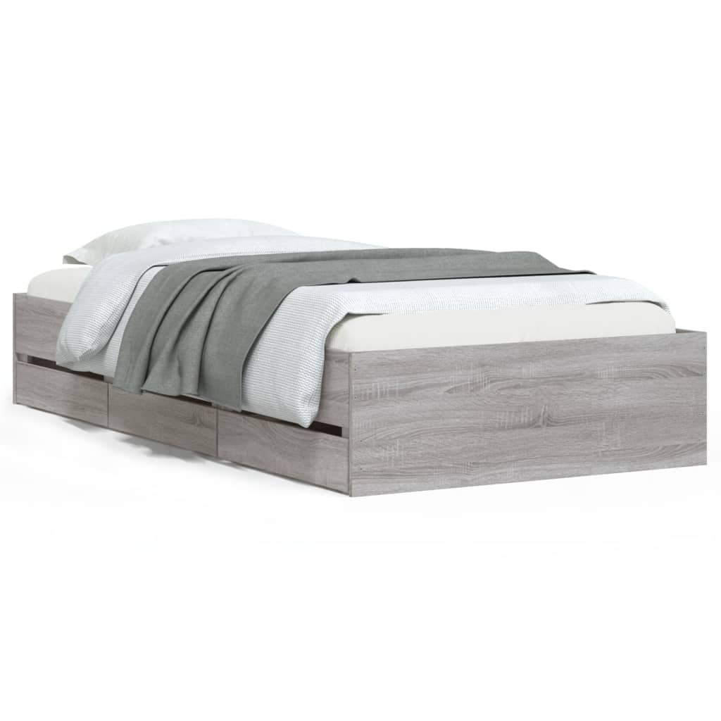 Cadre de lit avec tiroirs sans matelas sonoma gris 90x190 cm - XIOS