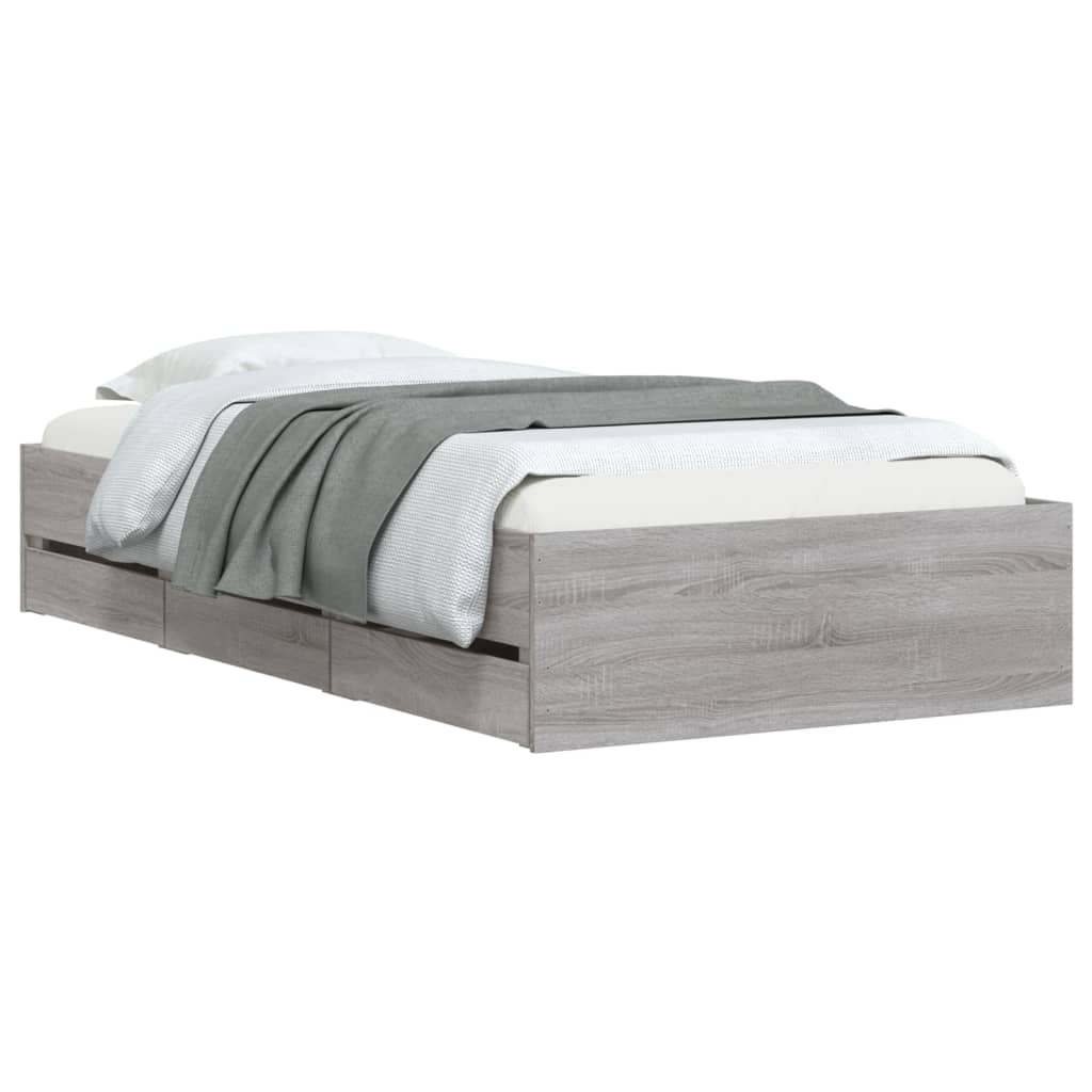 Cadre de lit avec tiroirs sans matelas sonoma gris 90x190 cm - XIOS