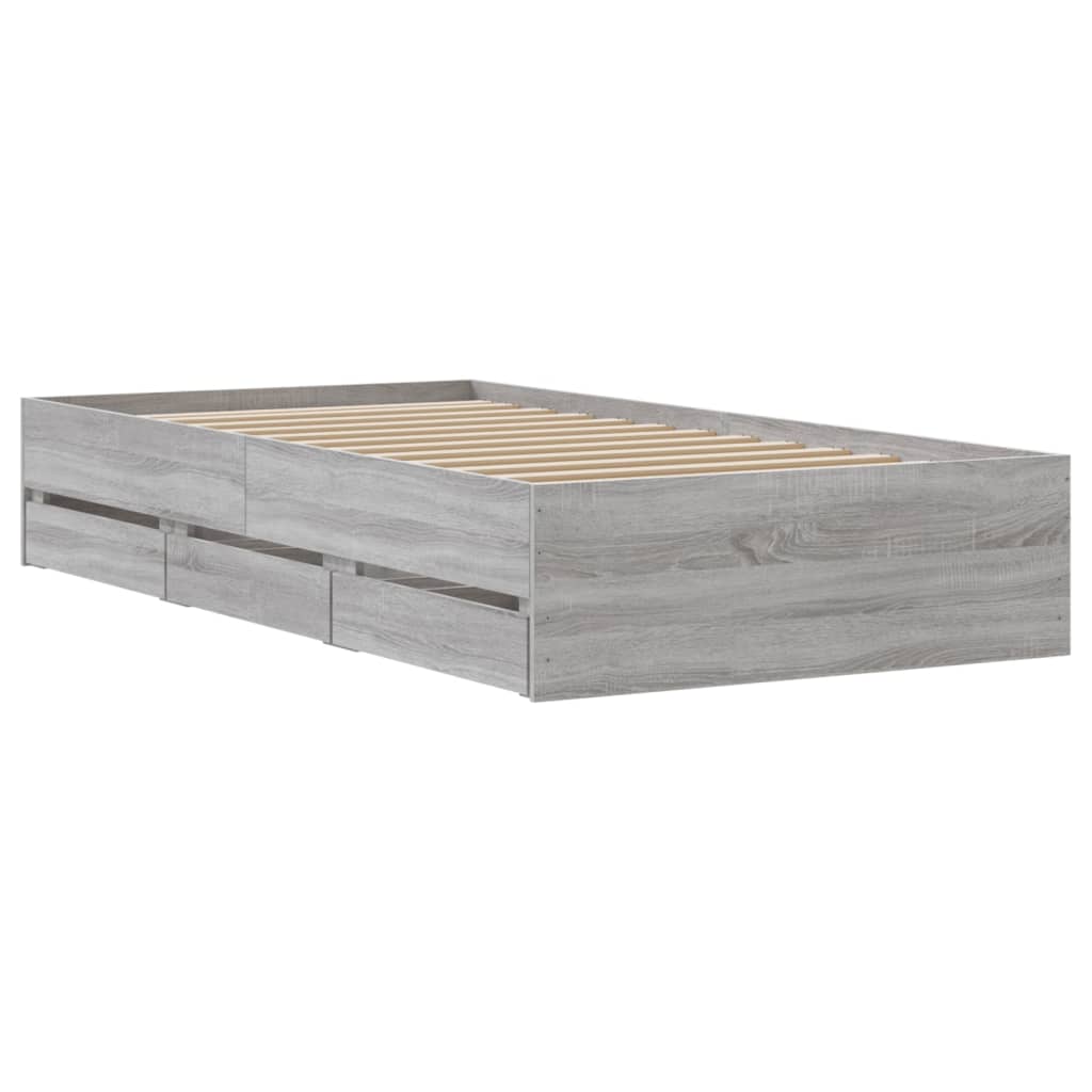 Cadre de lit avec tiroirs sans matelas sonoma gris 90x190 cm - XIOS
