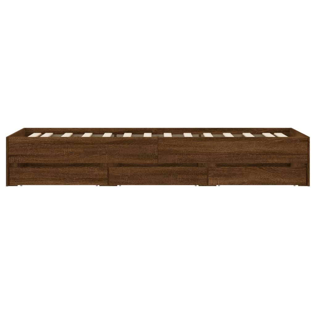 Cadre de lit avec tiroirs sans matelas chêne marron 90x190 cm - XIOS