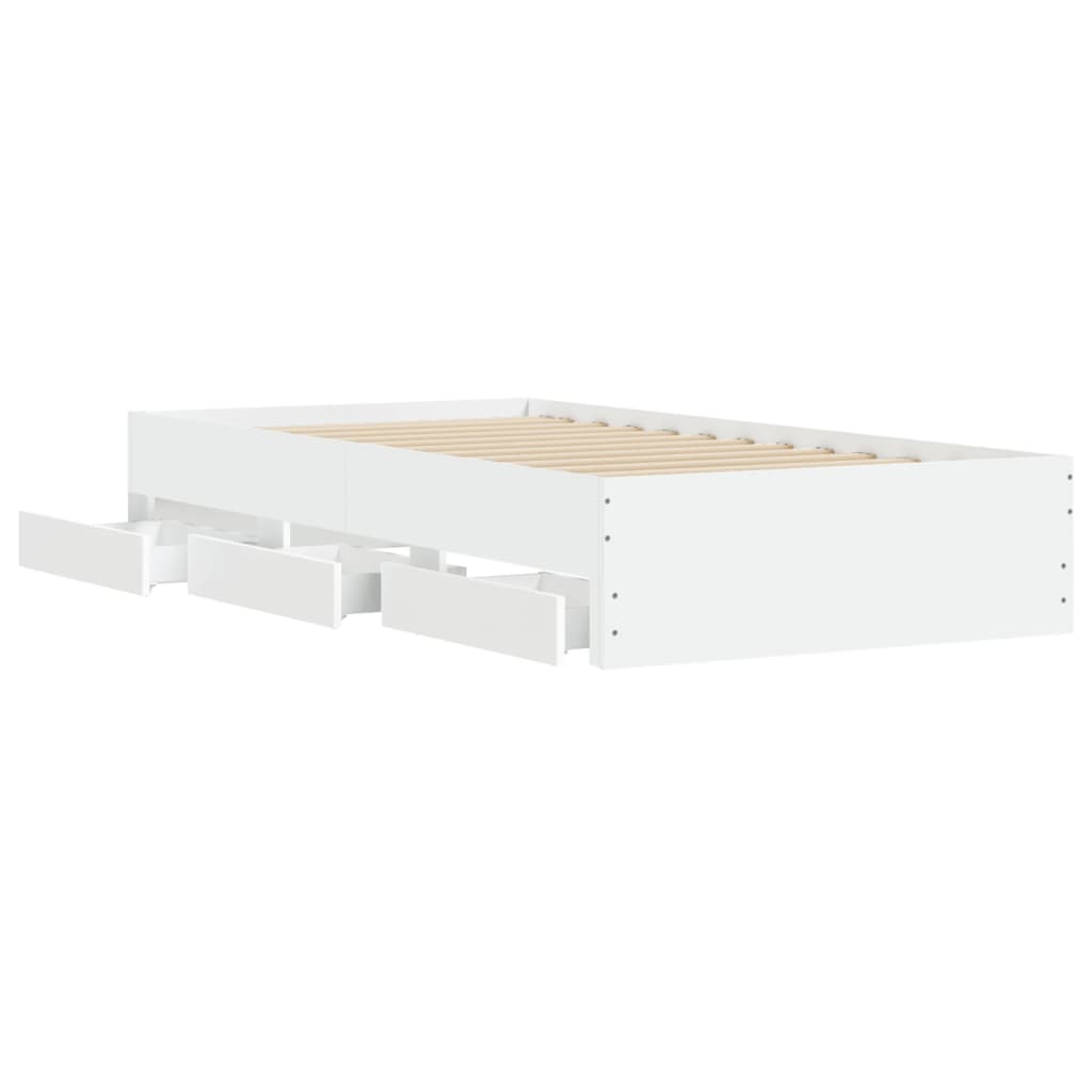 Cadre de lit avec tiroirs sans matelas blanc 75x190 cm - XIOS