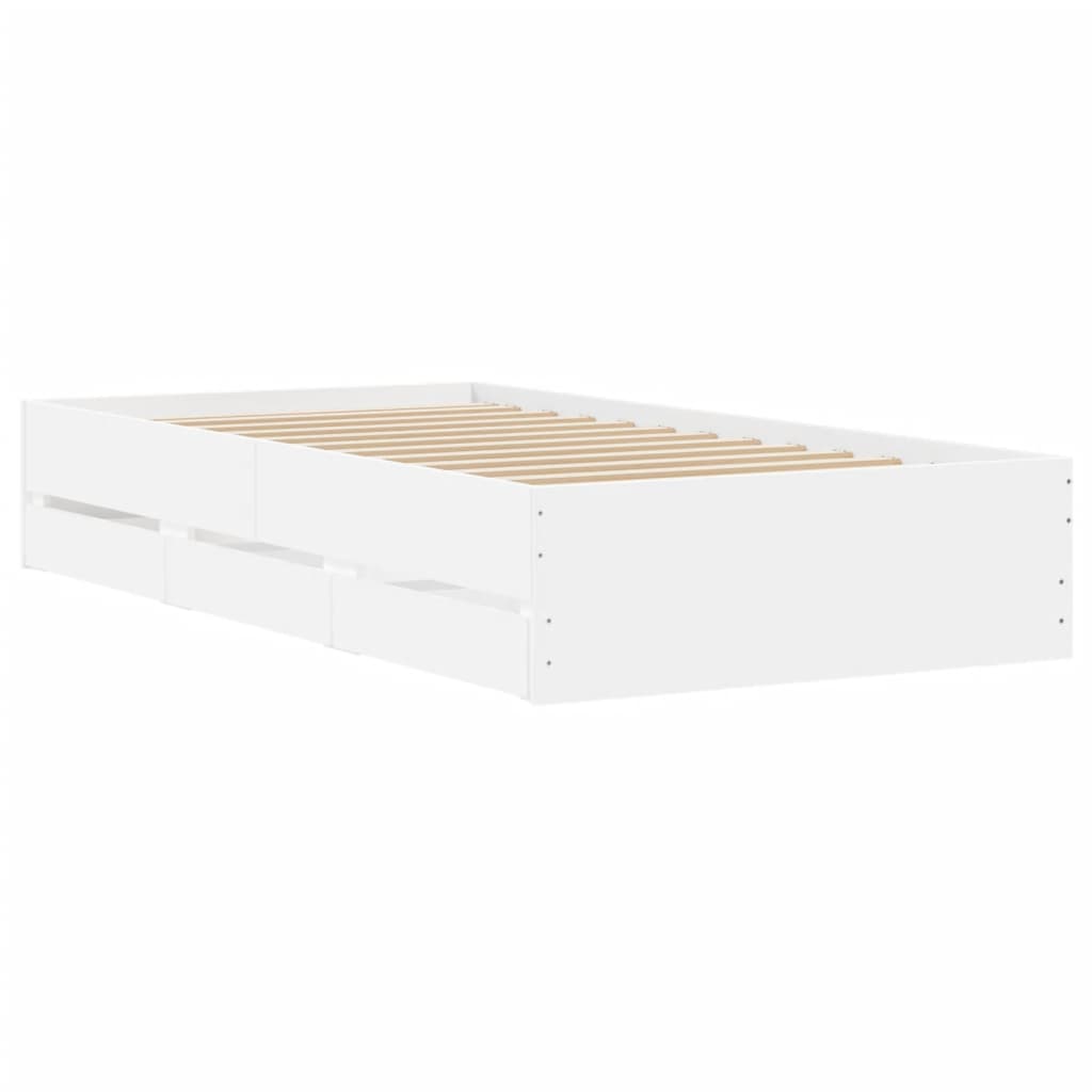 Cadre de lit avec tiroirs sans matelas blanc 75x190 cm - XIOS