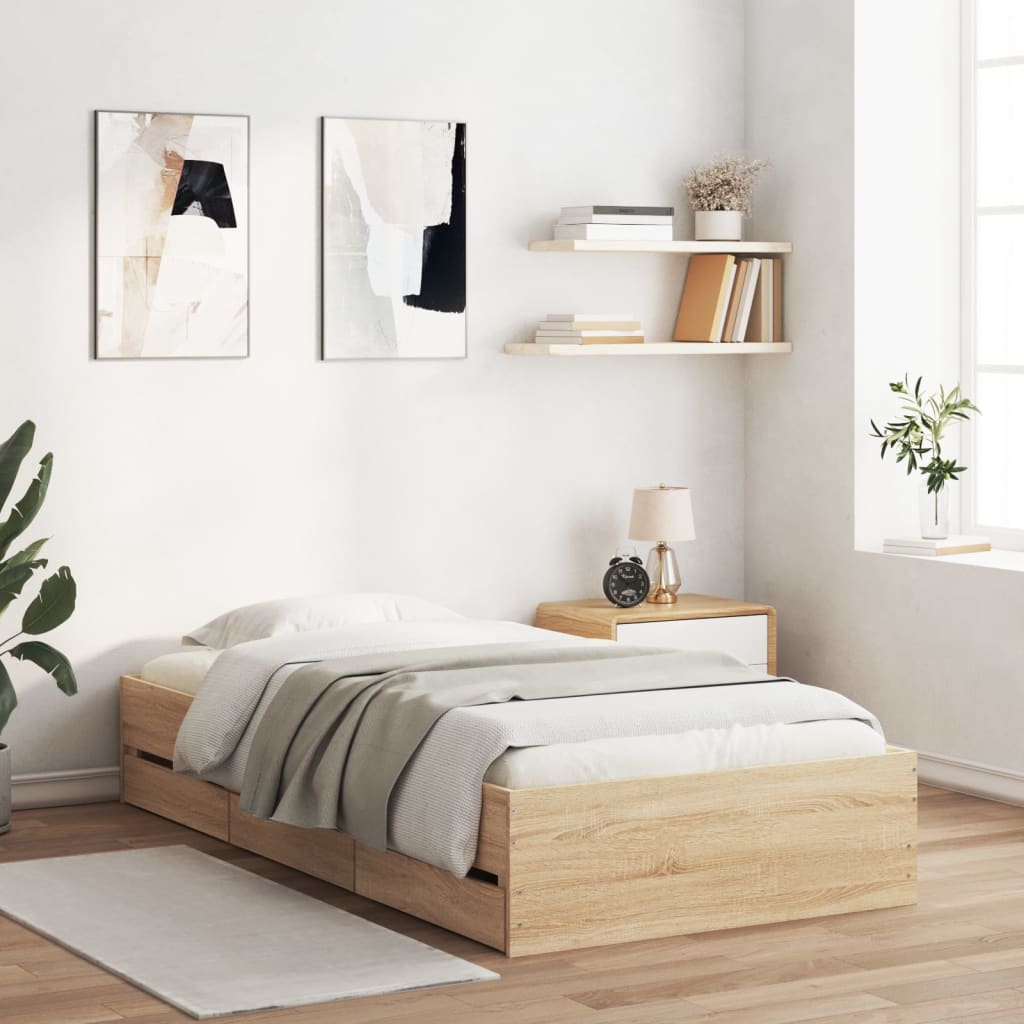 Cadre de lit avec tiroirs sans matelas chêne sonoma 75x190 cm - XIOS
